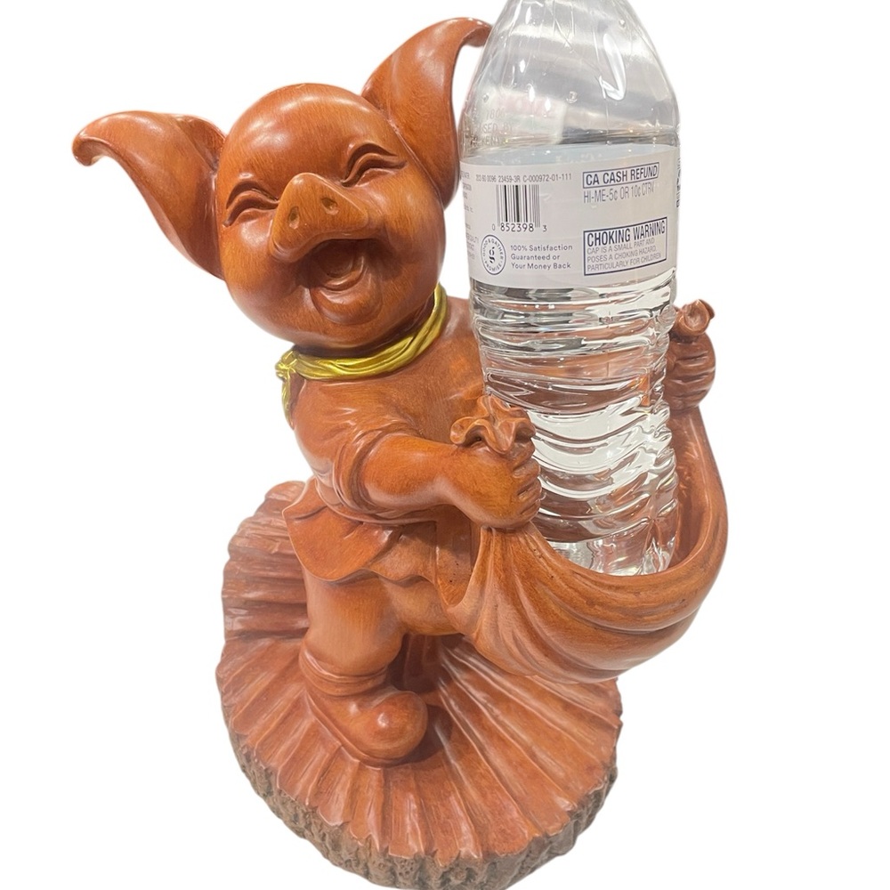 Unique Pig Wine Bottle Holder, Excellent Used Condition. Measurements In Pics